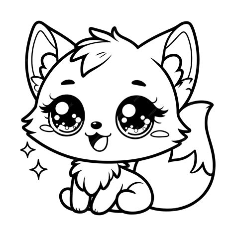 Cute fox coloring page for kids | Premium AI-generated vector
