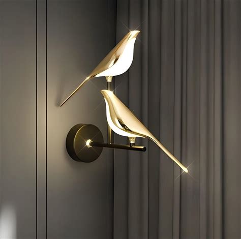 twixle Golden Metal Bird (Double) Wall Light for Living Room Modern ...