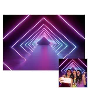 Leowefowa 8x6.5ft Let's Glow Neon Party Backdrop Vinyl Futuristic ...