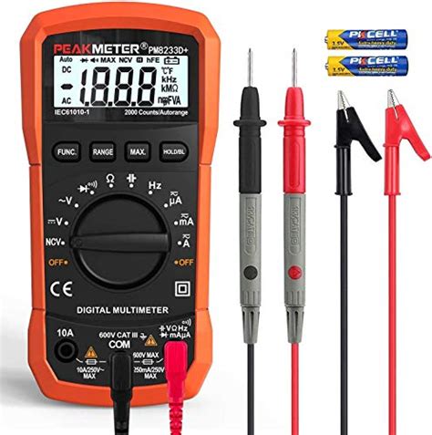 Auto-Ranging Digital Multimeter, AC/DC Amp Ohm Voltage Test Meter with ...