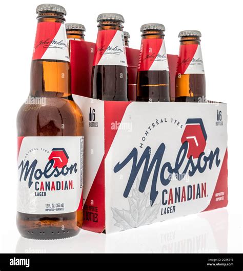 Winneconne, WI - 12 July 2020: A six pack of Molson Canadian lager beer ...