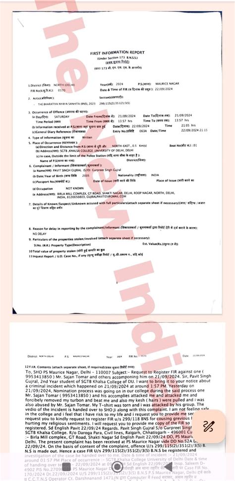 Violent assault at SGTB Khalsa College: Student lodges FIR, seeks ...