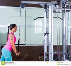Triceps Pressdown High Pulley Workout Woman Stock Image Image of