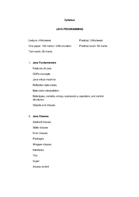 BCA 302 Java Programming - Syllabus JAVA PROGRAMMING Lecture: 4 Hrs ...