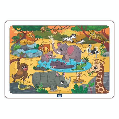 Buy Mini Leaves 24 Piece Wooden Safari Animals Jigsaw Puzzle for Kids 3 ...