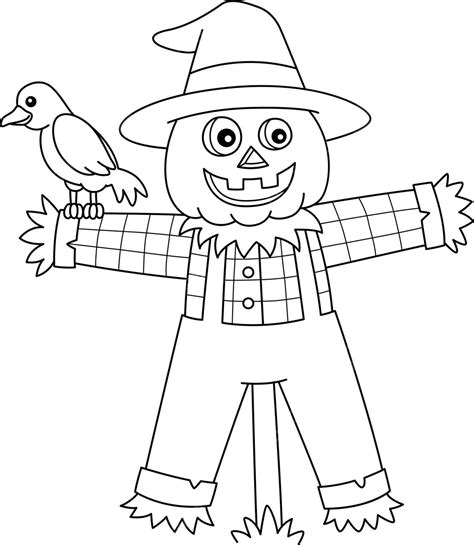 Scarecrow Halloween Coloring Page Isolated Color Coloring Character ...