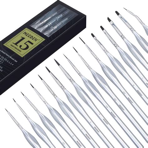 Buy MEEDEN Micro Detail Paint Brush Set,15 Tiny Professional Miniature ...