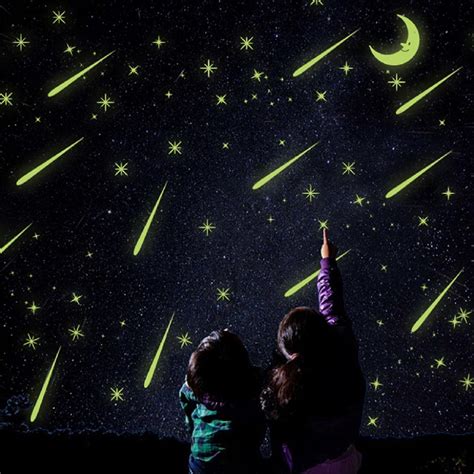 Buy Jaamso Royals 'Radium Moon Stars' Glow in Dark Wall Sticker (PVC ...