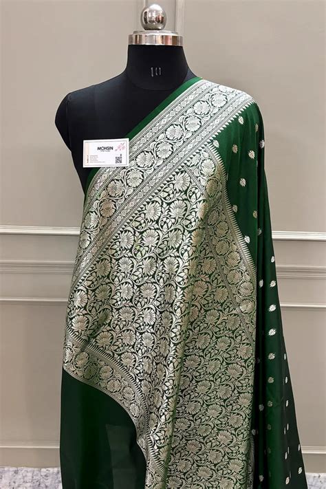 Green Rudraksha Buti Katan Silk Banarasi Saree – Mohsin Textiles