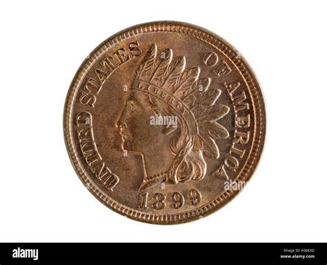 United States of America Indian Head one cent coin isolated on white ...