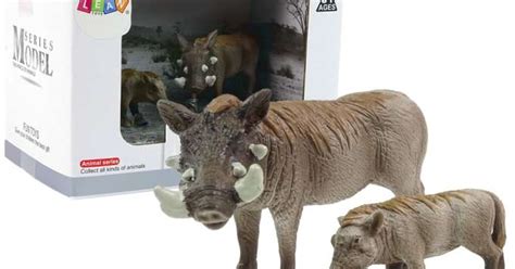 Set of 2 African Warthog Figures with Young Series Animals of the World ...