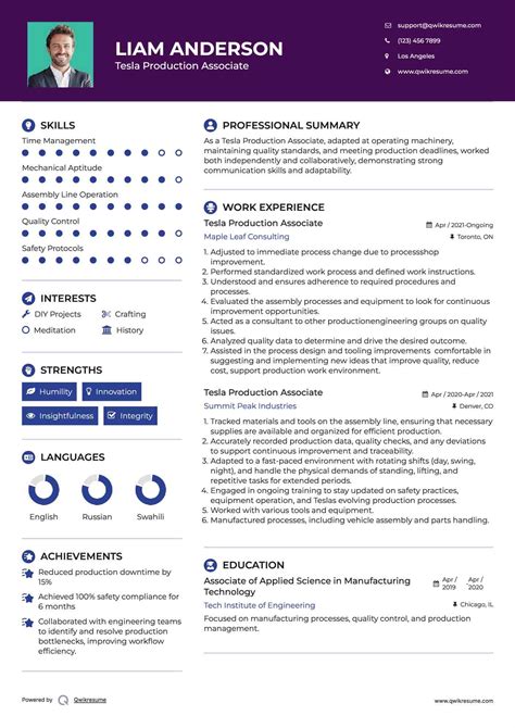 10+ Tesla Production Associate Resume Samples & Templates for 2025
