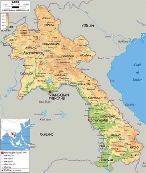 Large physical map of Laos with roads, cities and airports | Laos | Asia | Mapsland | Maps of ...
