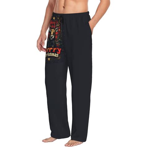 Christmas Retro Reindeer Mens Pajama Pants Bottoms with Pockets - Soft ...