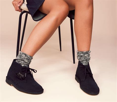 Clarks Originals Clarks Originals Womens Desert Boots Black Suede ...