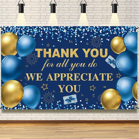 Thank You For All You Do Banner Banner Blue and Gold We Appreciate You ...