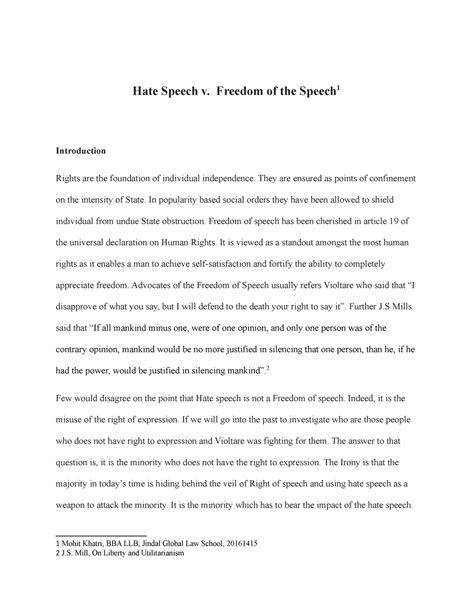 Communal Conflict essay -Hate speech v. Freedom of Speech - Hate Speech ...