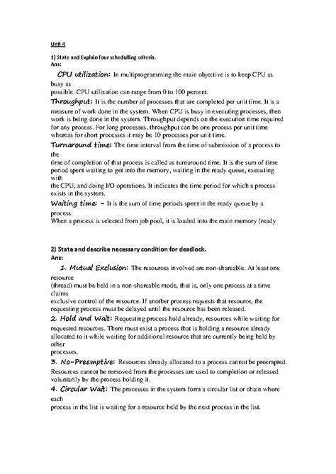 Operating Systems - Unit 4: Scheduling Criteria & Algorithms Explained ...
