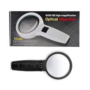 DT7665 3 LED High Definition Optical Large Magnifier Magnifying Glass ...