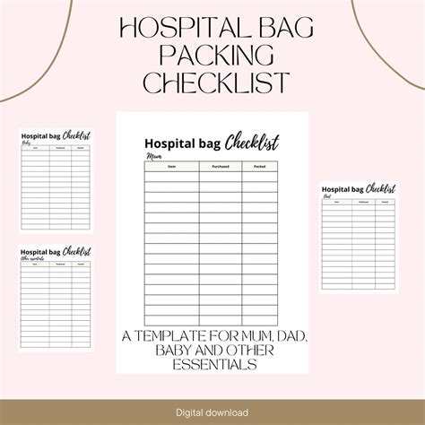 Hospital Bag Packing Checklist Bundle - Etsy