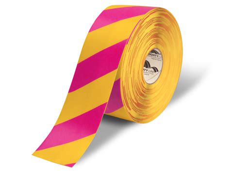 4" Yellow Floor Tape with Magenta Diagonals - 100' Roll | Shop Mighty ...