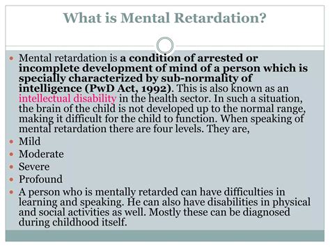Mental illness and mental retardation ppt | PPTX