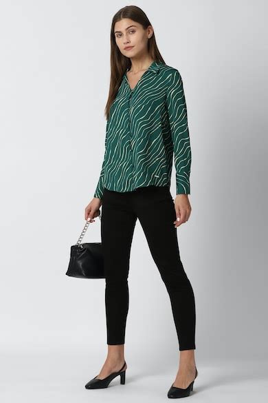 Buy Women Green Print Long Sleeves Formal Shirt Online - 689974 | Van ...
