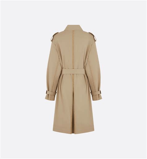 Embroidered Trench Coat Beige Cotton Gabardine and Gold-Finish Studs | DIOR