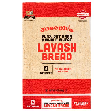 Joseph's Low Net Carb Flax Lavash Bread, 1 Pack, 4 Count, 9oz - Walmart.com