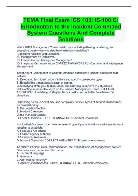 Image result for FEMA 100 Study Guide