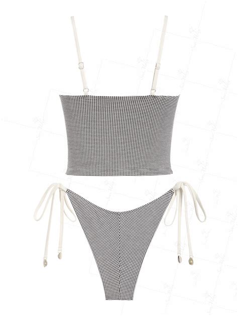 Seamolly Retro Pin-Up Vintage Gingham Ruffles Top & Cheeky Brazilian B