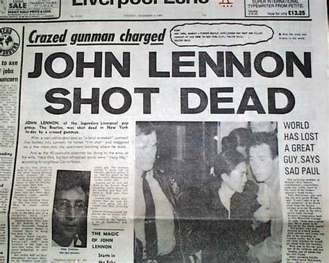 Death of Beatle John Lennon, in a Liverpool newspaper ...