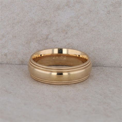 14k Yellow Gold Men's Double Milgrain Wedding Band 7.65g - Etsy