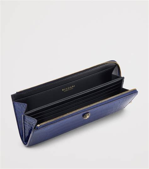 Bvlgari Blue Large Alligator Leather Serpenti Forever Wallet | Harrods IN