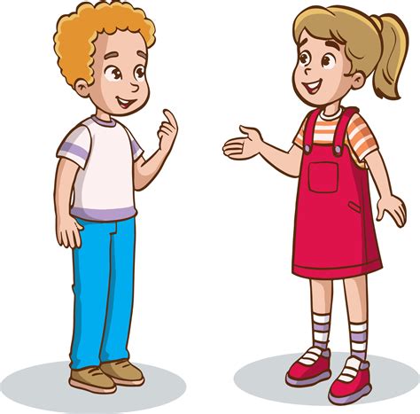 Two school children talking vector. Full-length characters. Boy and ...