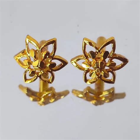 Gold Plated Tiny Flower Stud Earrings - Dainty Floral Jewelry - 24 ...