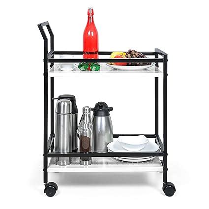Livzing 2 Tier Kitchen Serving Trolleys-Home Storage Organizer Metal ...