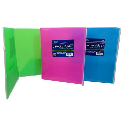 DDI 2353030 2-Pocket Poly Folder With Zipper Cover - Assorted Colors ...