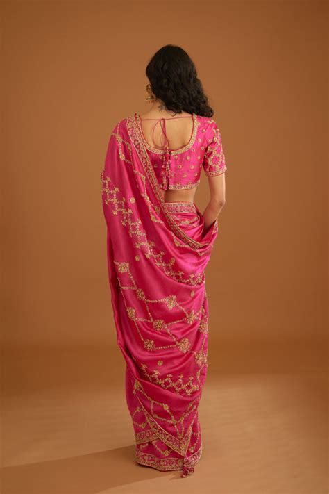 Fuchsia Pink Saree Set. – Shyam Narayan Prasad