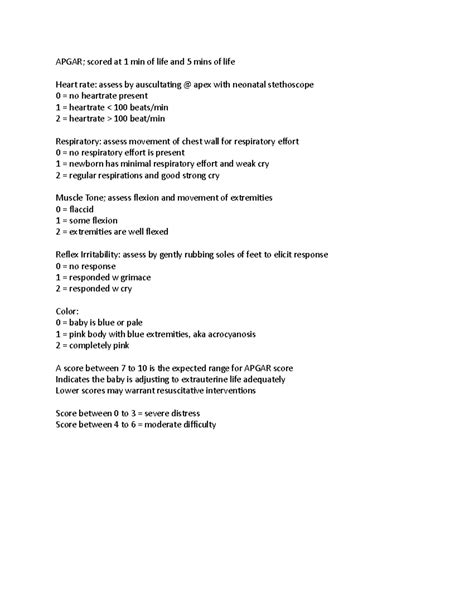 Image result for Apgar Score Notes