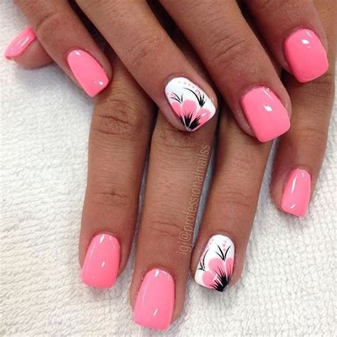 Gel nail designs, Cute spring nails, Flower nails