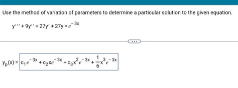 Image result for Variation of Parameters Particular Solution