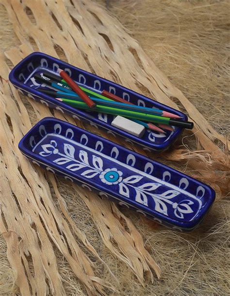 Blue and White Floral Leafy Multiutility Pencil Plate 8 inch (Set of 2 ...