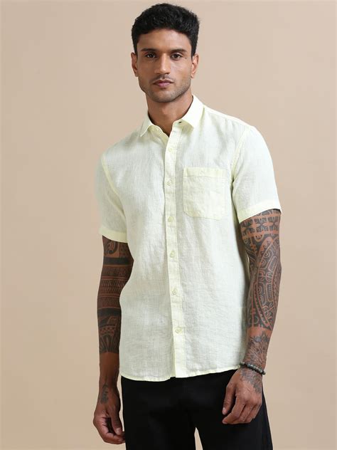 Shop Breezy Yellow Solid Shirt For Men Online In India