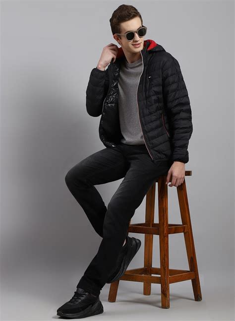 Buy Men Black Solid Polyester Blend Jacket Online in India - Monte Carlo