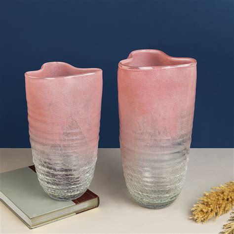 Pink Blossoms Decoative Vases and Showpieces-Set of 2 | Dekor Company