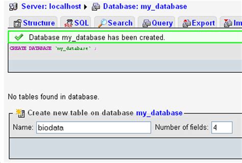 Image result for Creating Tables in Xampp SQL