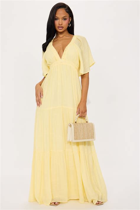 Elena Ruffle Maxi Dress - Butter Yellow | Fashion Nova