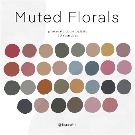 Muted Florals, Digital Color Palette for Procreate, Muted Earthy Tones ...