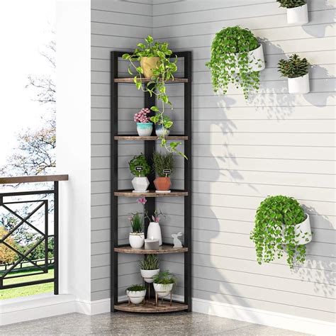 Tribesigns Corner Plant Stand Indoor, Rustic 5 Tier India | Ubuy